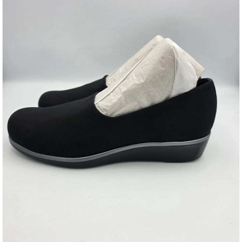 SAS Bliss Women's Sz 8.5 M Shoes Black Gray Slip On Comfort Career Wedge Shoes